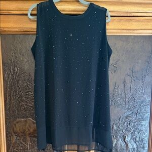 Women's Worthington OX Dressy Black Sleeveless Top with Sparkle Details.